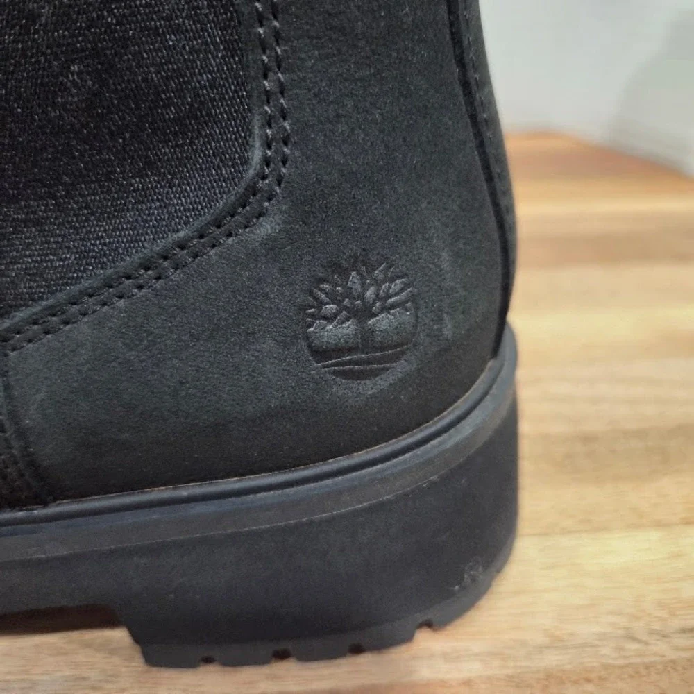 Timberland Carnaby Cool Chelsea Boots Women's 7 Black Nubuck Leather Lug A5NPK